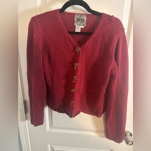 Curio vintage Women's Red Sweater with Button Detail size small EUC